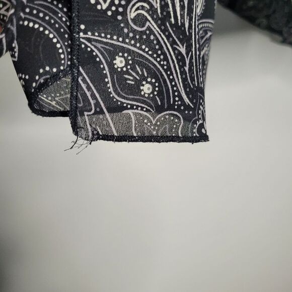 Vintage y2k dark paisley print fairy girlies asymmetrical v neck pullover blouse - Picture 8 of 8